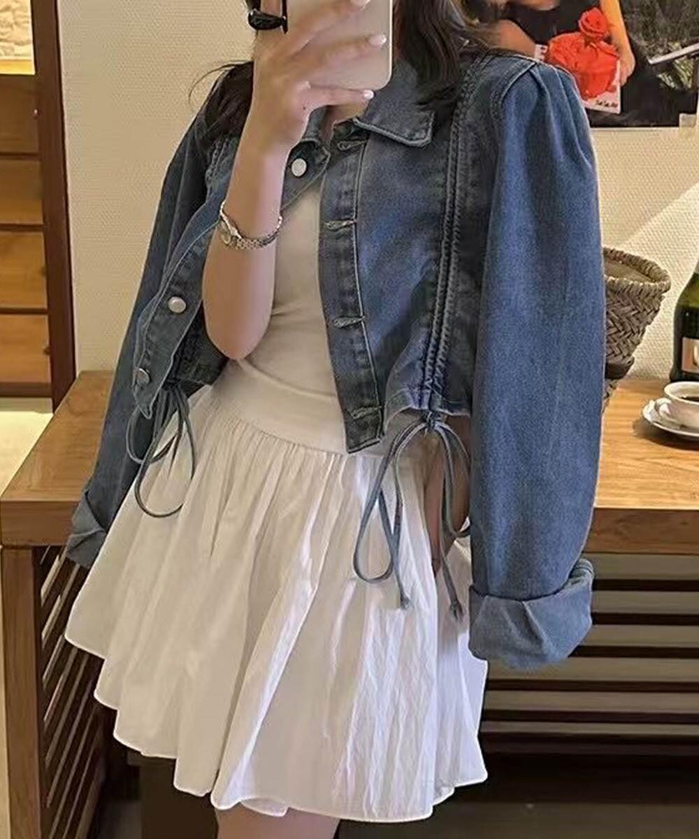 【aimoha】ショート丈デニムジャケット／アイモハ（aimoha）