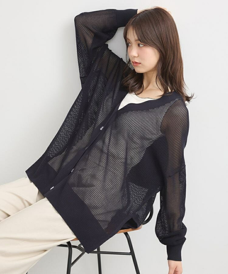 メッシュルーズカーディガン／アースミュージック＆エコロジー（earth music＆ecology）