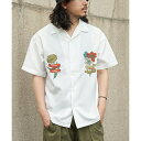 フラワー刺繍半袖シャツ/ヴァンスエクスチェンジ(VENCE EXCHANGE)