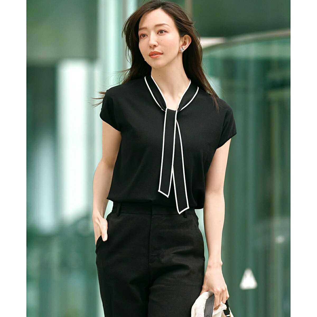 【洗える】レーヨンポリエステルストレッチ ボウタイ ニット／23区（23KU）