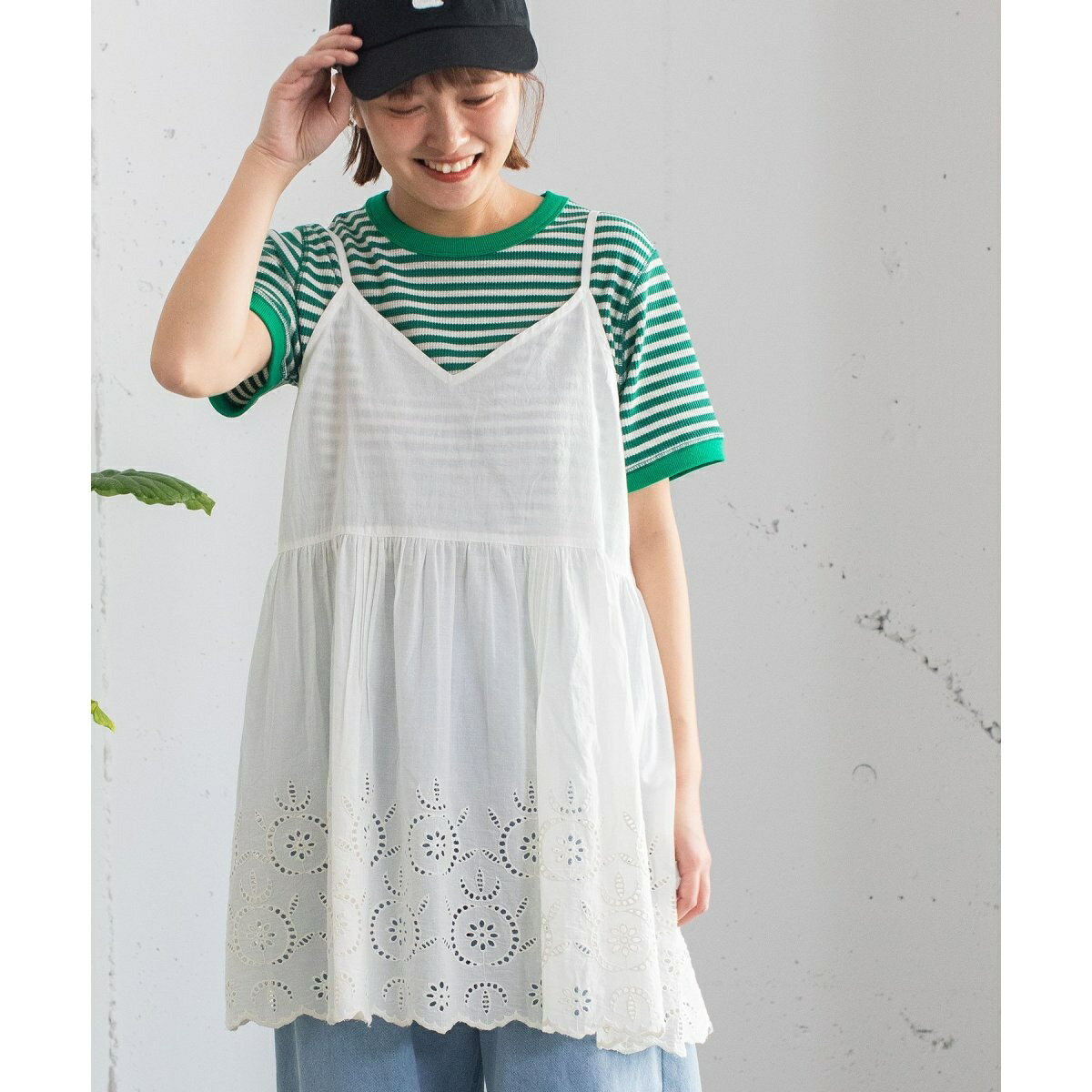 ＜made in INDIA＞スカラップシフリー刺繍アウターキャミソール／プードゥドゥ（POU DOU DOU）