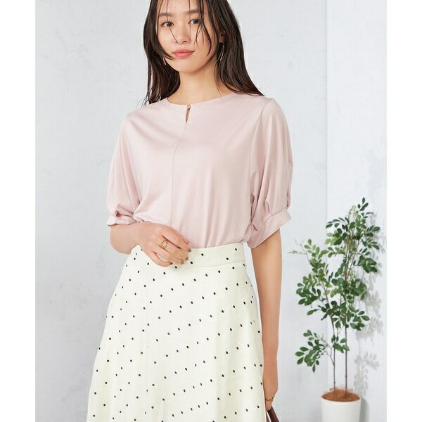 【接触冷感/UVカット/吸水速乾】チャームネックパフスリーブトップス／アー・ヴェ・ヴェ（a.v.v）