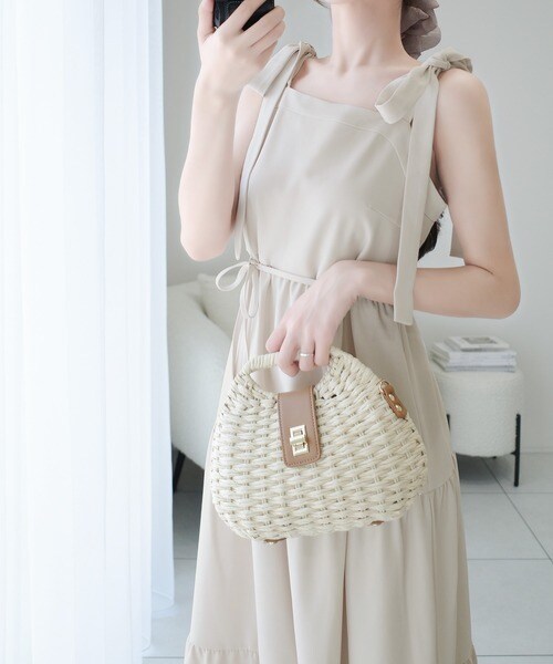 【mily bilet】麻ライクなリボン使いキャミティアードワンピース（ロング）／クラシカルエルフ（Classical Elf）