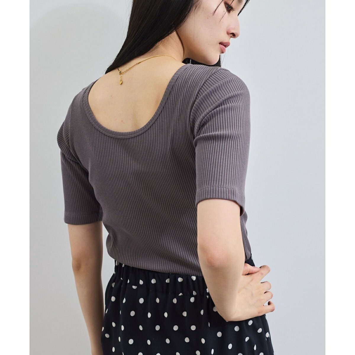 【前後2WAY】テレコ五分袖プルオーバー／ビス（VIS）