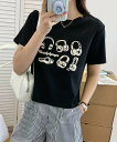 ヘッドホン柄プリントTシャツ/アイモハ(aimoha)