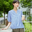 【洗える・4サイズ展開】パフスリーブ五分袖ブラウス(XS~L)/デッサン(Dessin)
