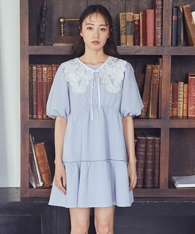 バックリボンパフスリーブミニワンピース／アースミュージック＆エコロジー（earth music＆ecology）