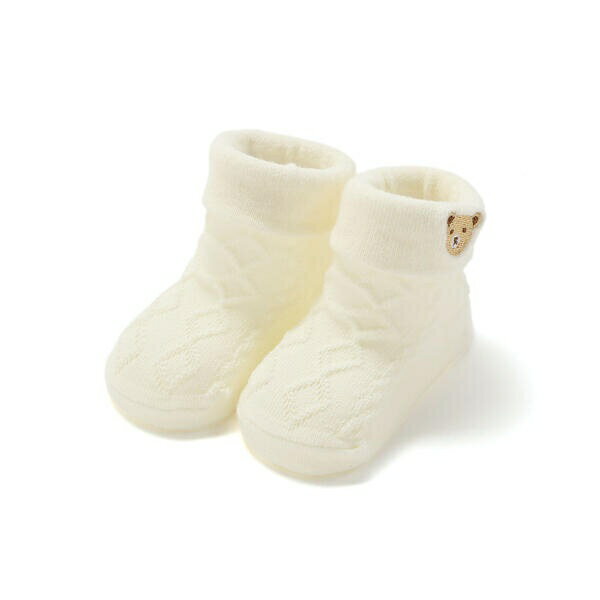 折り返しクマ刺しゅうソックス(8~13cm)／フィヨ デュ ベベ ルダクティオン（fillot de bebe reduction）