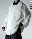 Confirm アシンメトリー 襟配色クレリック ドレープとろみ ビッグシルエット長袖シャツ/コンファーム(Confirm)