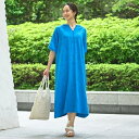 【S-LL綿100】上品さ漂う フラワージャカード 5分袖ワンピース/シューラルー(SHOOLARUE)