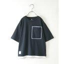 【親子おそろい】ストライプMIXビッグポケTシャツ(120?160cm)/イッカ(ikka)