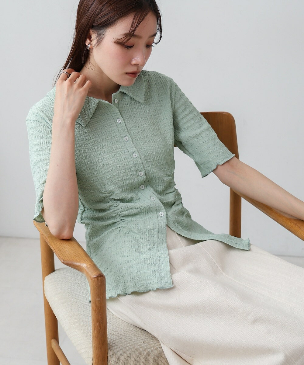 衿付き半袖ギャザーカットソー／バブ（Bab）