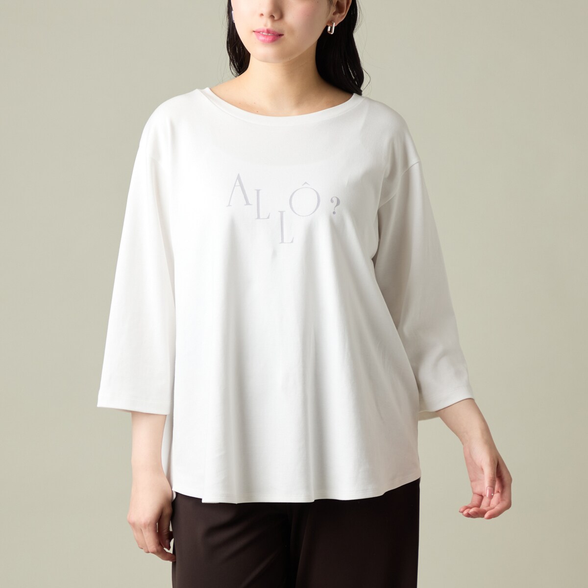 【洗える】”ALLO”ロゴ入り7分袖Tシャツ／ラ・クープ（LACOUPE）