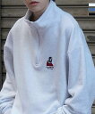 ILL'S ワンポイント刺繍 裏起毛ハーフジッププルオーバースウェットユニセックス/イルズ(ILLS)