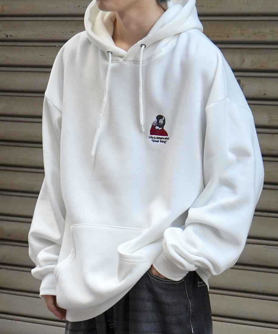 ILL'S ワンポイント刺繍 裏起毛プルオーバーパーカー フーディー ユニセックス/イルズ(ILLS)