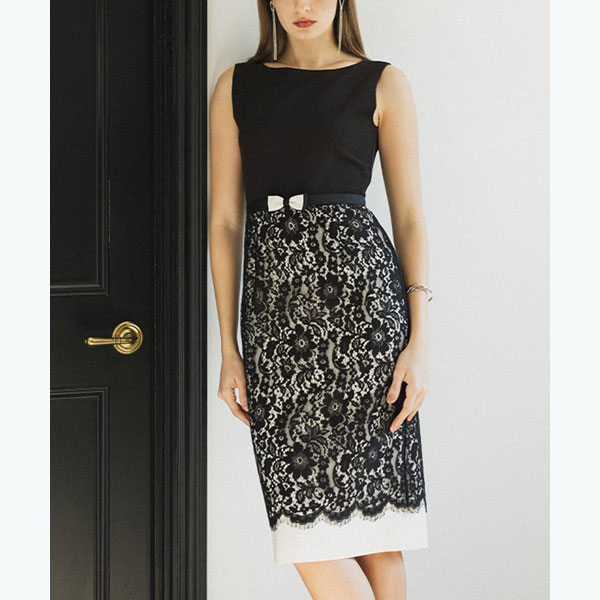 ウエストリボンコードレースドレス／アンビエント（AMBIENT）