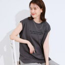 【ひんやり汗ジミ軽減UVカット】 ロゴプリントノースリーブTシャツ/キューティーブロンド(Cutie Blonde)