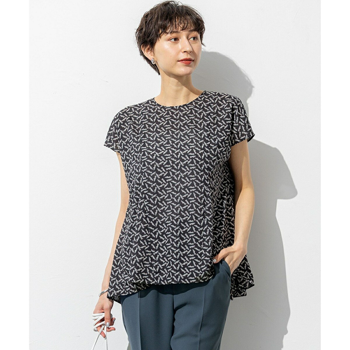 【洗える】エスパドリーユ プリント ブラウス／23区（23KU）