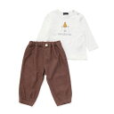 Oursプリント長袖Tシャツ+ストレッチデニムジョガーパンツ 2点セット(80~100cm)/ベベ(BeBe)