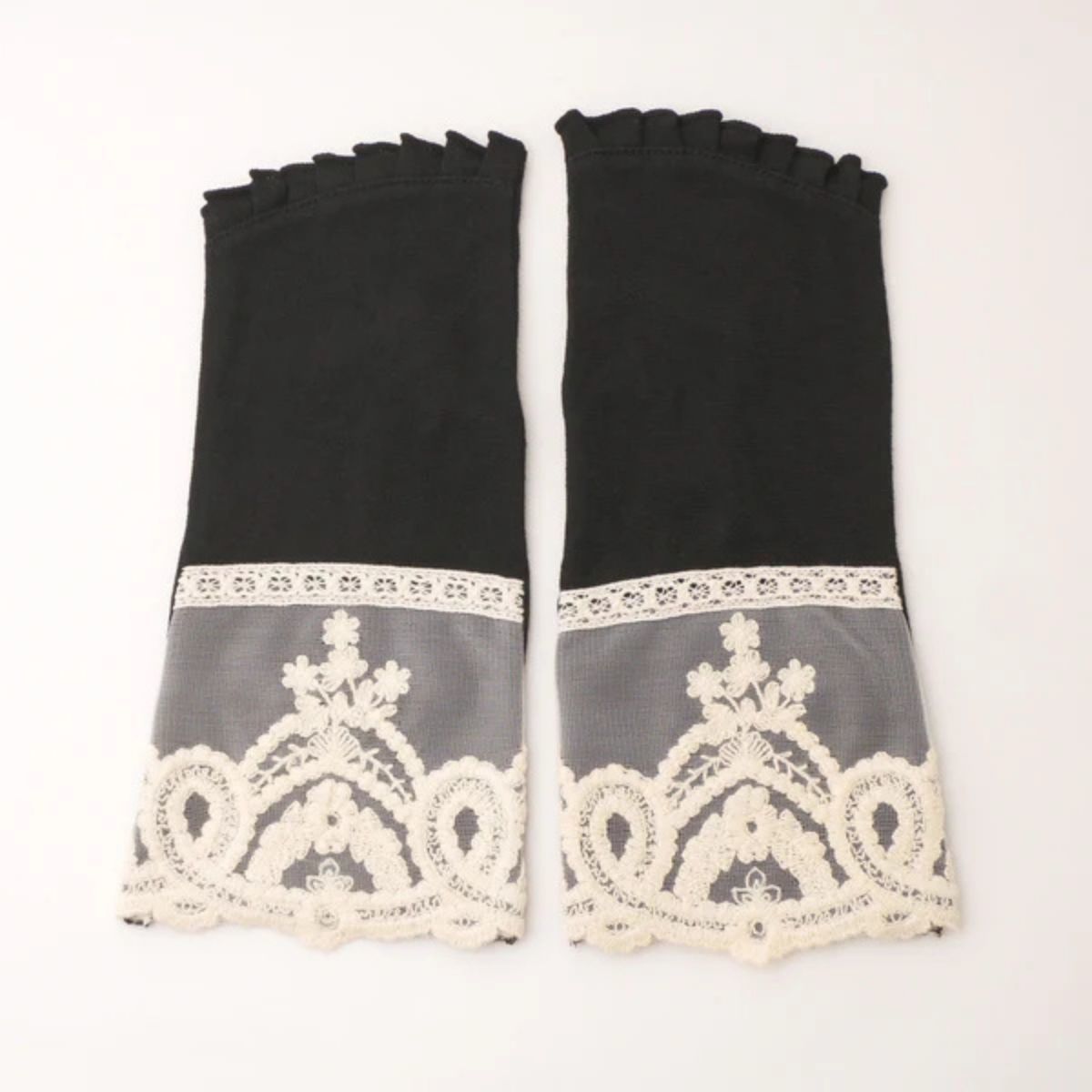 S038 チュールレース UVアームカバー手袋 ショートサイズ／モナミ（MONAMI）