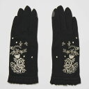 S047 アンティーク刺繍五指 UVアームカバー手袋 ショートサイズ/モナミ(MONAMI)