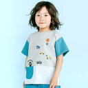 【吸汗速乾】ポケット付きいろんなモチーフ刺しゅう袖配色Tシャツ(80~130cm)/スラップスリップ(SLAP SLIP)