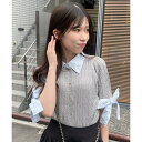 袖リボンシャツドッキングカーデ/マジェスティックレゴン(MAJESTIC LEGON)