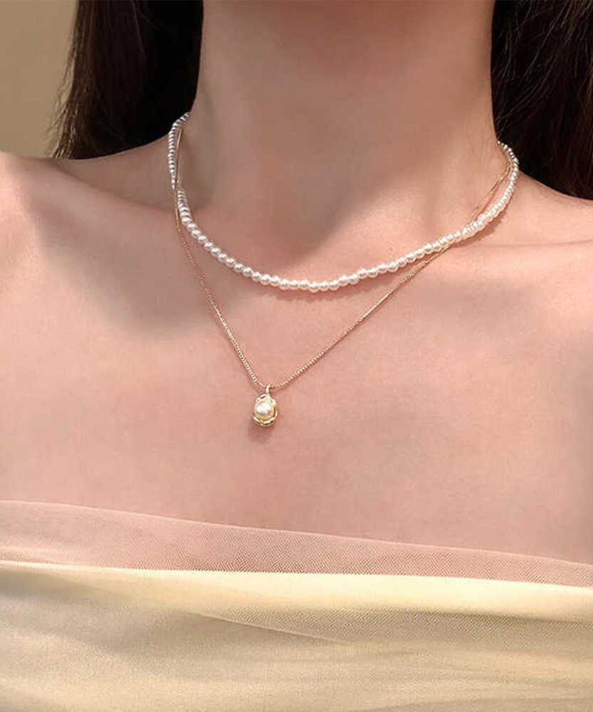 パール二連チェーンネックレス／レジャ（Leja）(4)