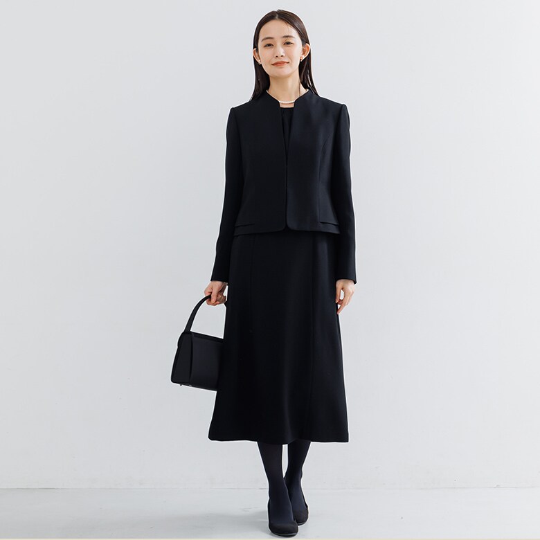 【喪服】【前開き】ジャケット＆セミフレア ワンピース＜大きいサイズ有＞/ブラックフォーマル／フォルムフォルマ（form forma）