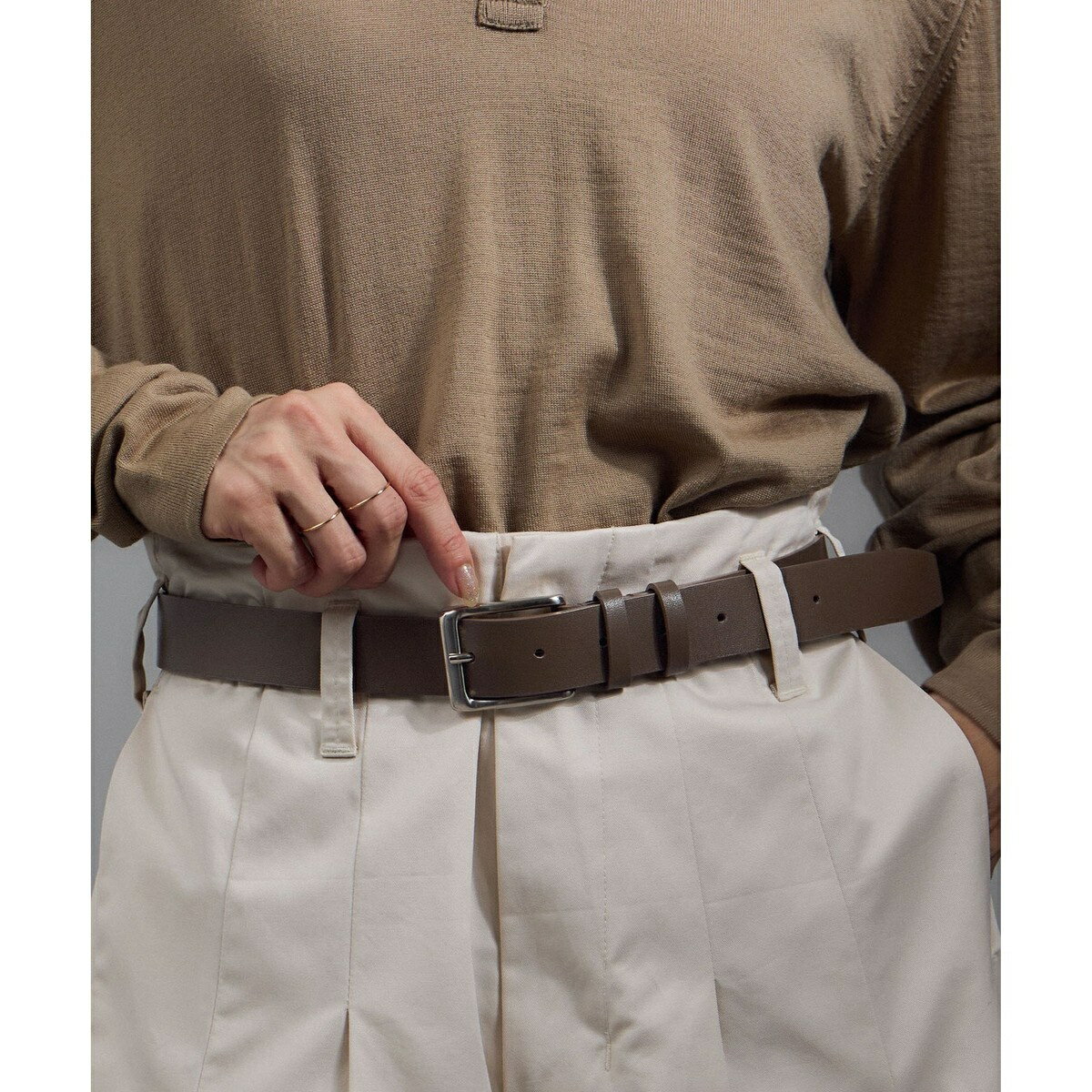 【W S（ドゥーブル）】レザースクエアバックルベルト／サロン アダム エ ロペ（SALON adam et rope' ）