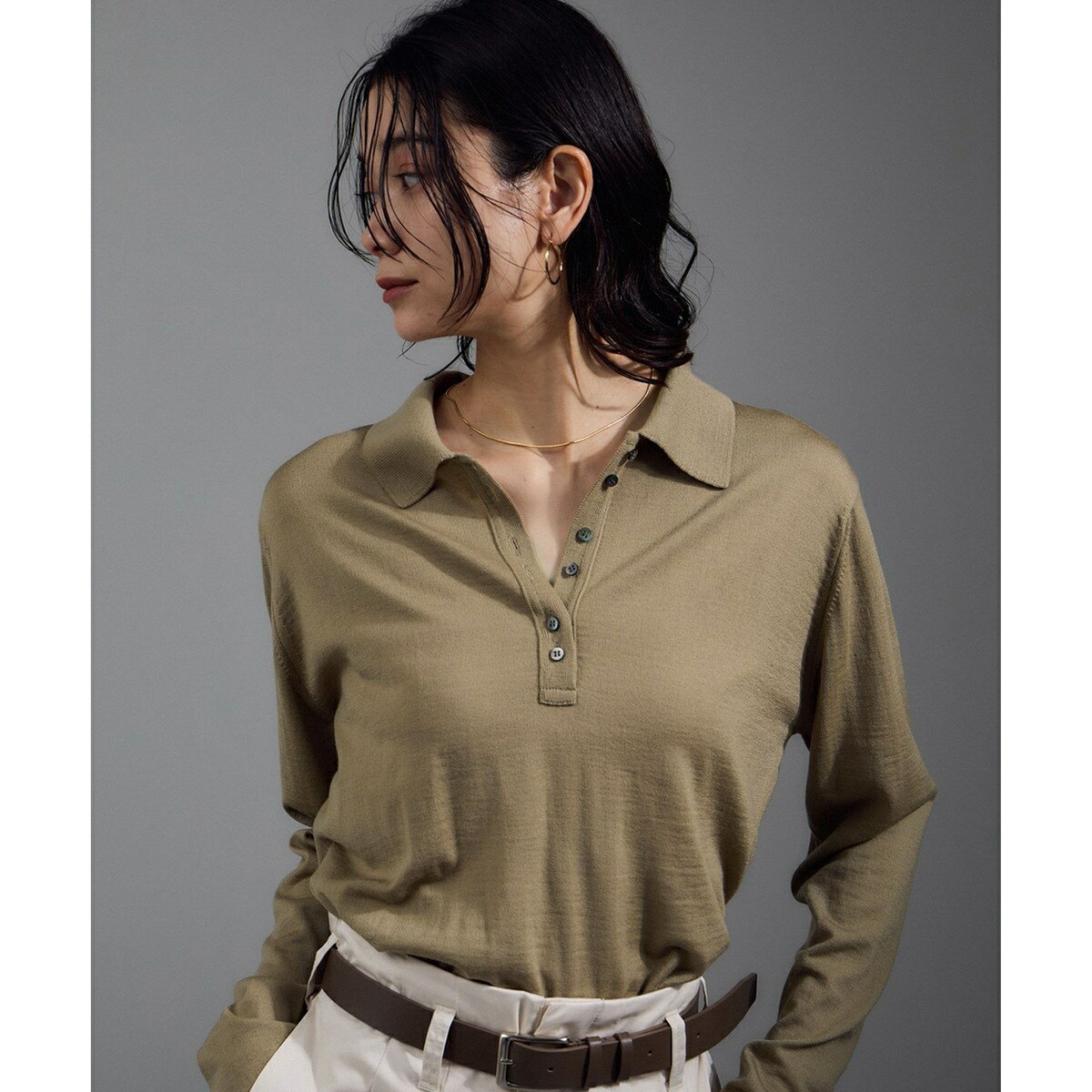 30ゲージウールニットポロシャツ／サロン アダム エ ロペ（SALON adam et rope' ）