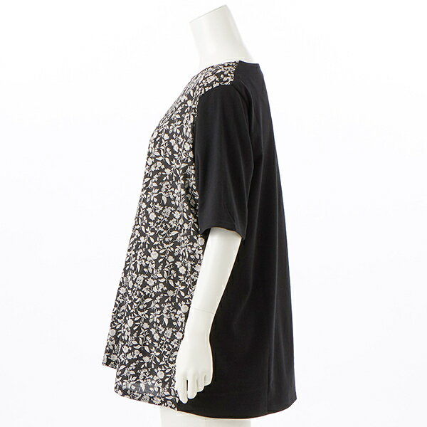 【大きいサイズレディース】綿ローン×ソフト天竺切替デザインチュニック【日本製】／クインティ（QUINTY）