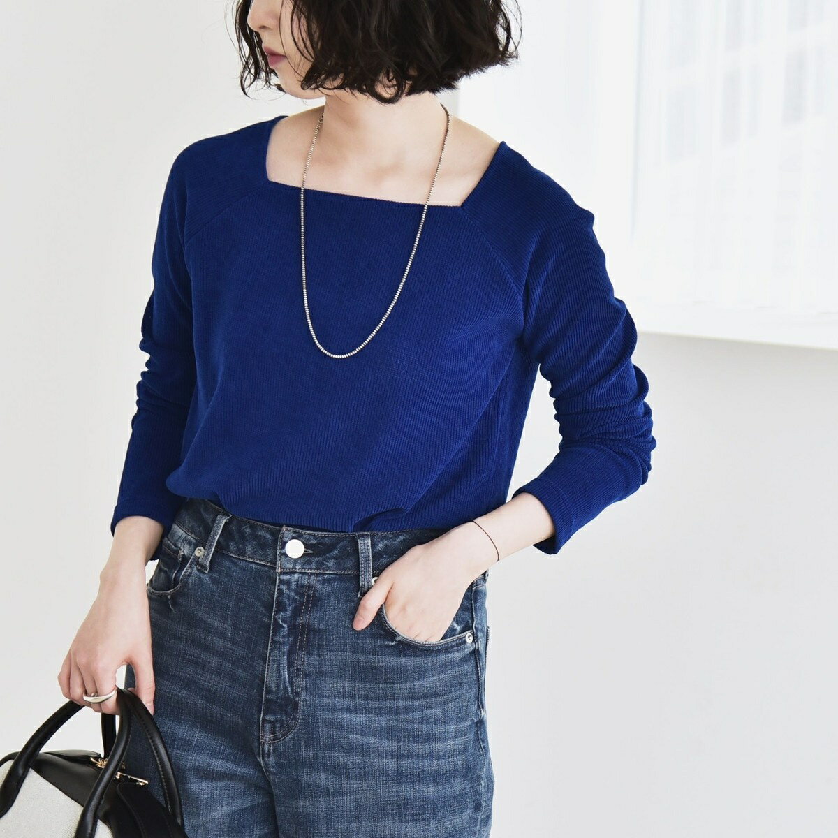 《追加予約》quaranciel:〈洗濯機可能〉ポリエステル ベロア スクエア ネック プルオーバー／カランシエル（quaranciel）