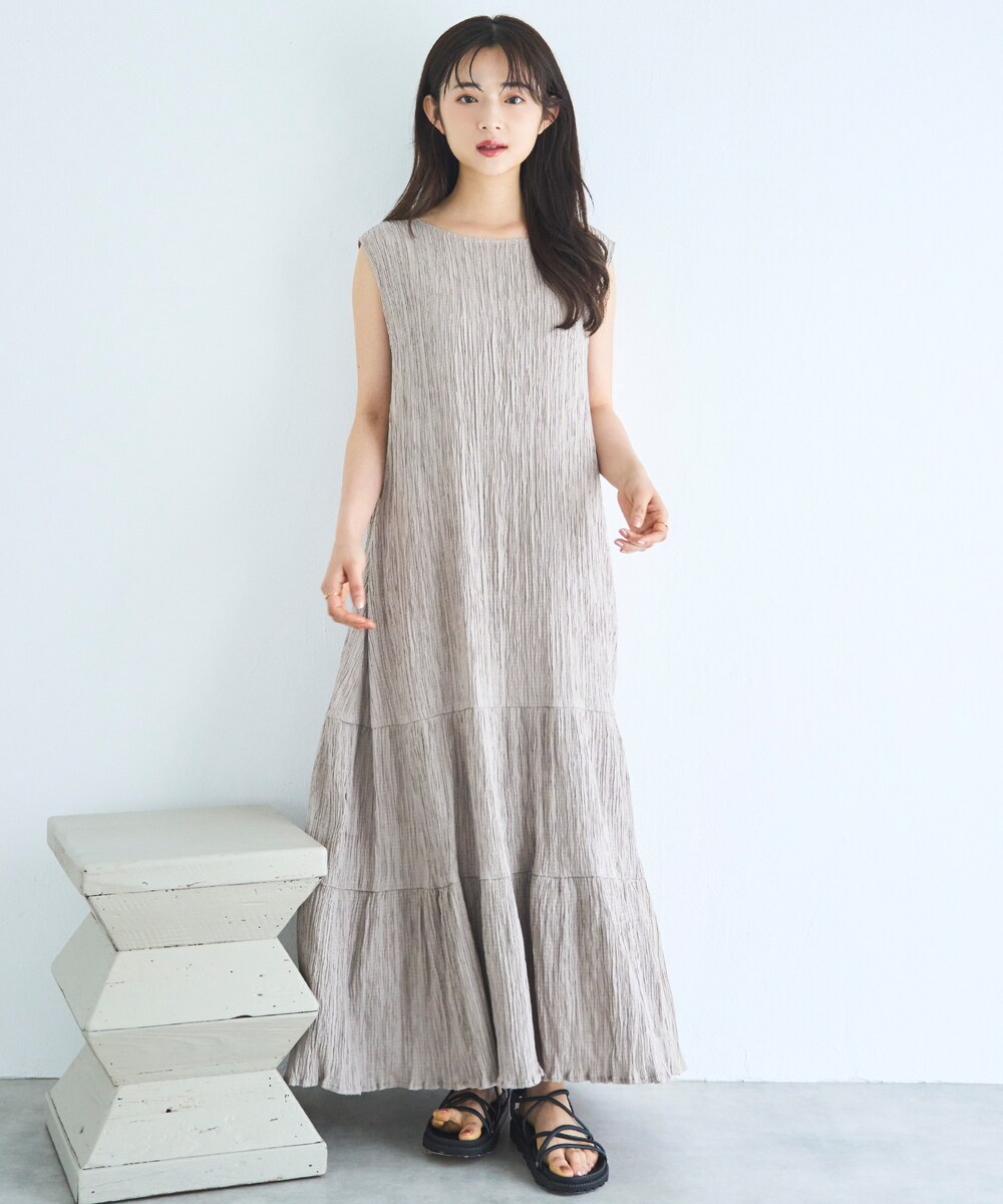 【mil (ミル)】楊柳 ノースリーブ ティアードワンピース／ミル（mil）のサムネイル
