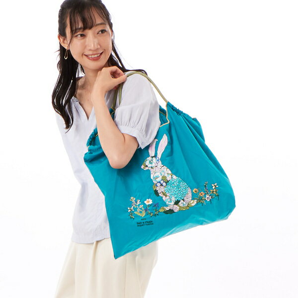 SUPER HAKKA×Ball＆Chain 花うさぎ刺繍トートバッグ(L)／スーパーハッカ（SUPER HAKKA）のサムネイル