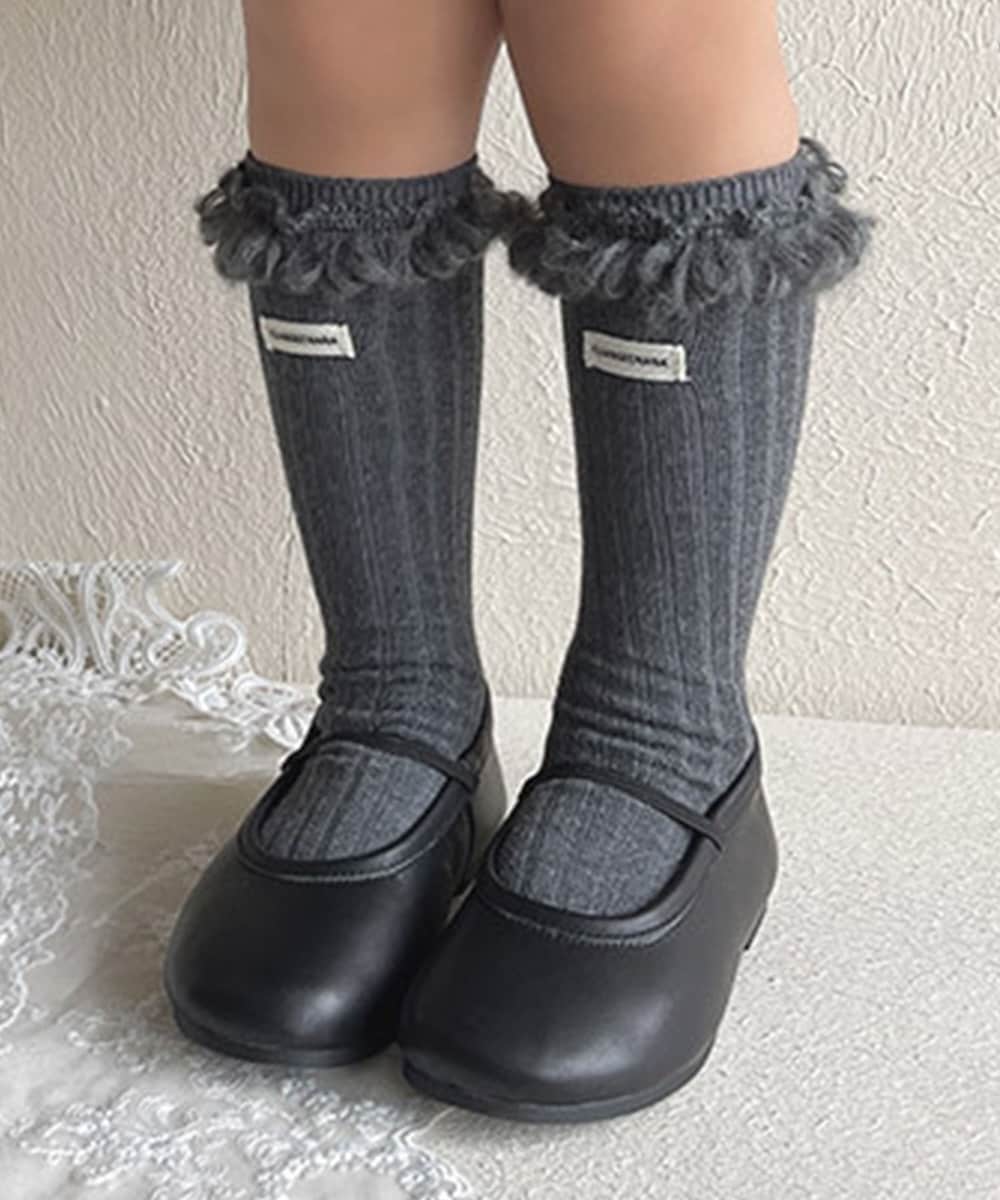 【aimoha-KIDS-】フリル付きリブキッズソックス／アイモハ（aimoha）