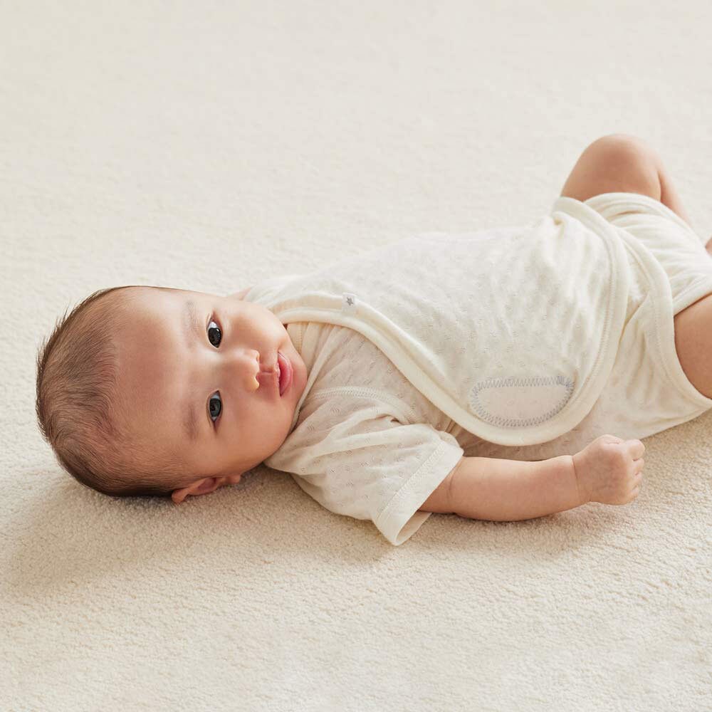 【ベビー肌着 60-70cm】10mois PATTO SATTO HADAGI きなり・グリーン／ディモワ（10mois）