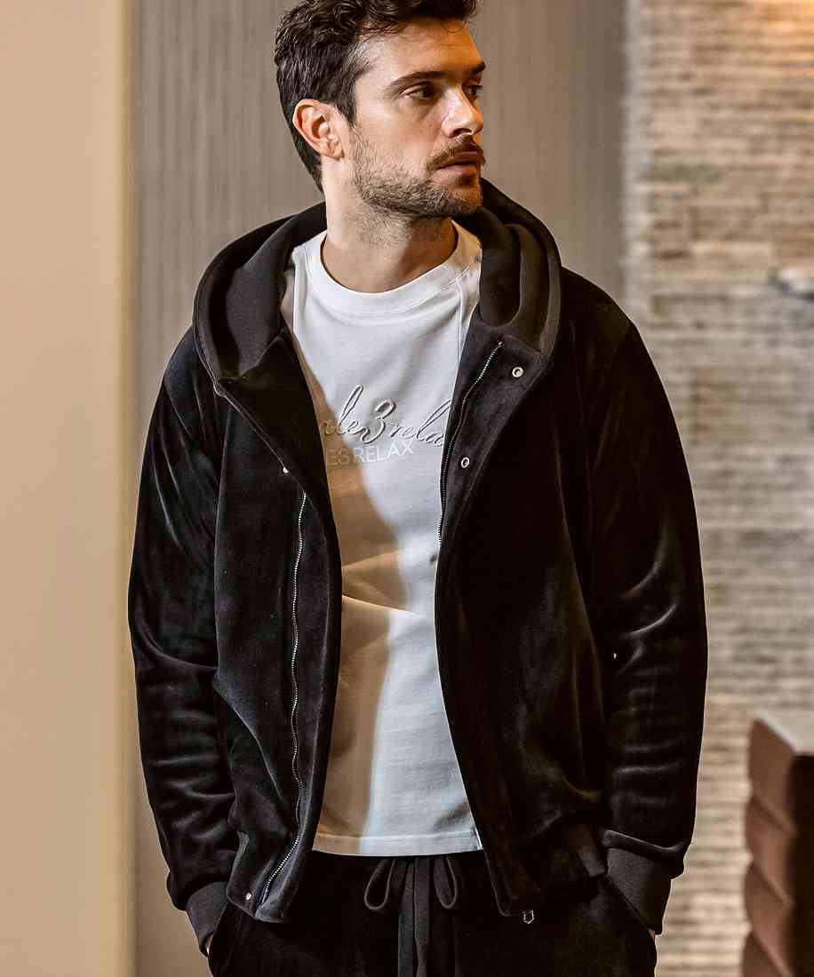 1PIU1UGUALE3 RELAX ヘビーベロアラップパーカー ／ウノピゥウノウグァーレトレ リラックス（1PIU1UGUALE3 RELAX）