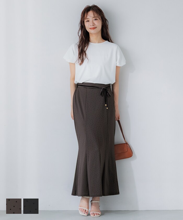 ドット柄マーメイドスカート 全2色／コカ（coca）のサムネイル