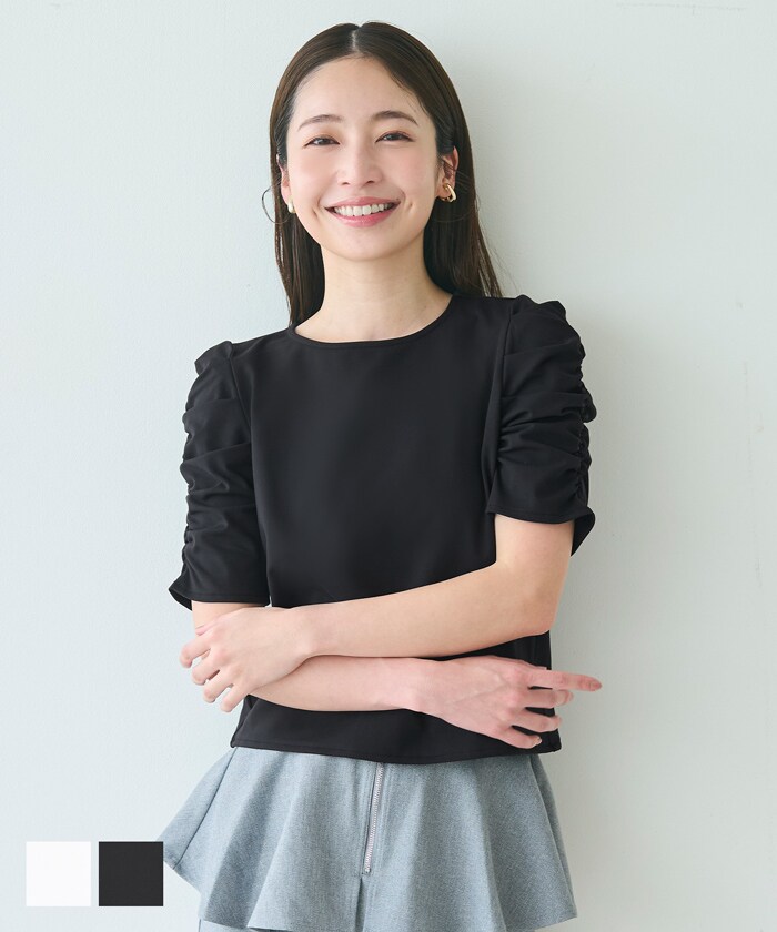 シルキータッチ袖ギャザートップス 全2色／コカ（coca）のサムネイル