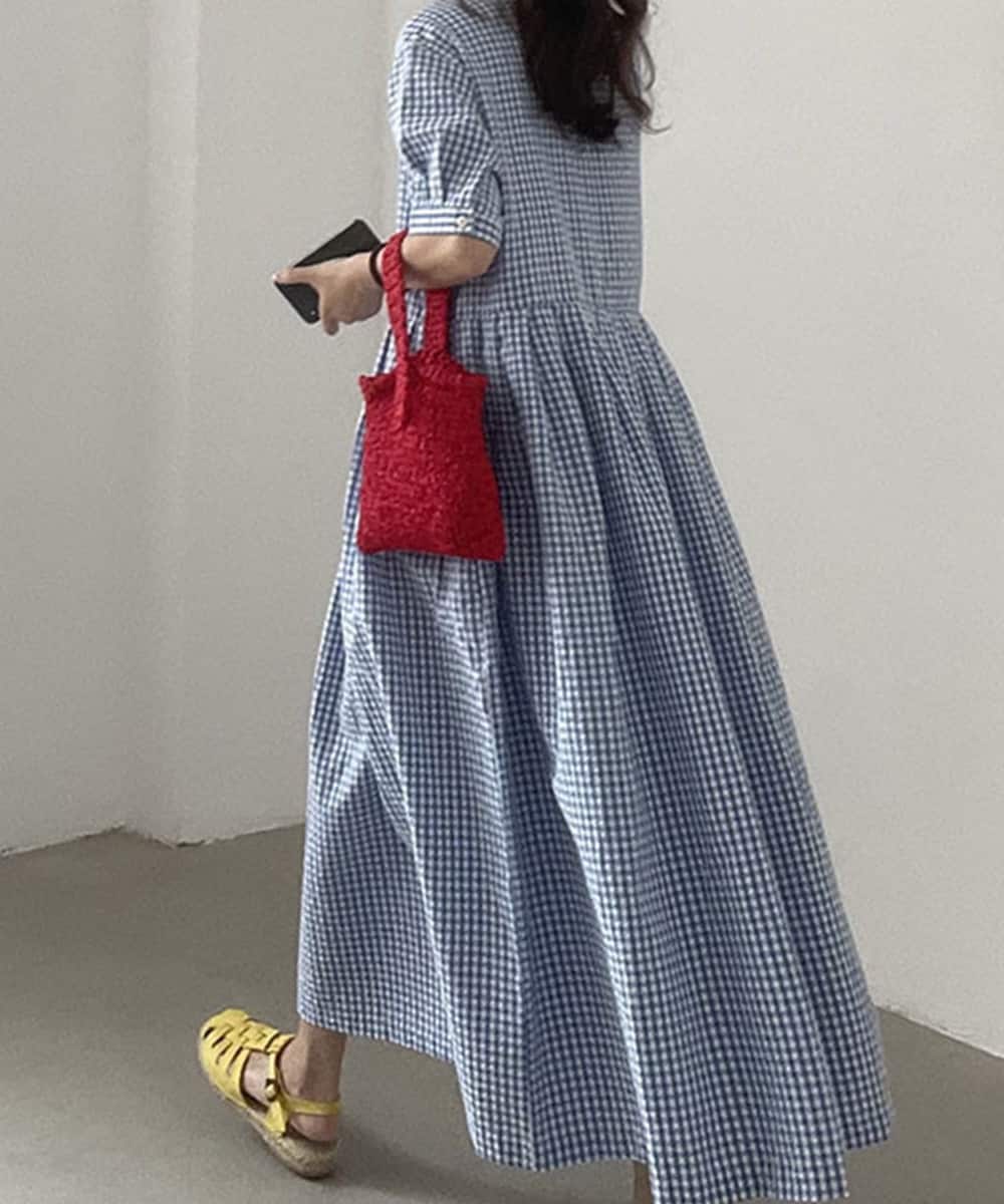 チェック柄ロングワンピース／アイモハ（aimoha）