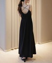 【取り外し可能パット付き】ウエストタックカットフレアキャミワンピース/ジュノア(JUNOAH)