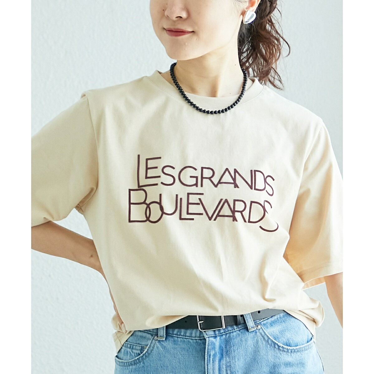《手洗い可能》Les Grands BoulevardsロゴTシャツ／ルクールブラン（le.coeur blanc）