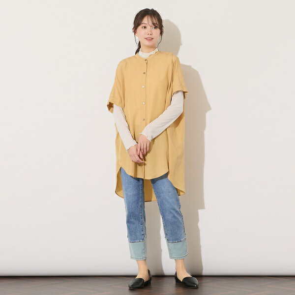 【手洗いOK】ヨークギャザー・袖口折り返しチュニック／ピサーノ（PISANO）