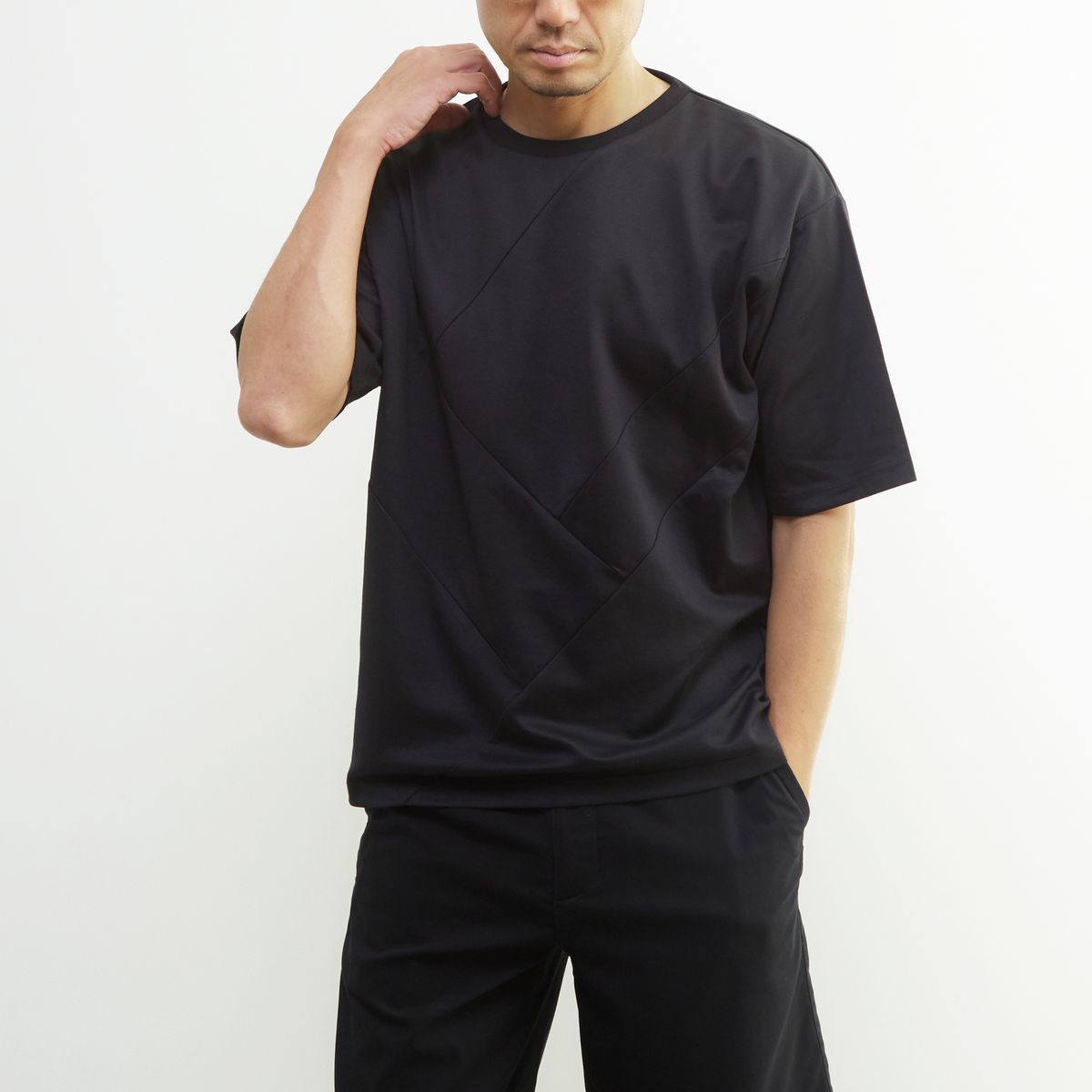 シルケットポンチ 同色ブロックパターンTシャツ | 接触冷感／メンズメルローズ（MEN'S MELROSE）