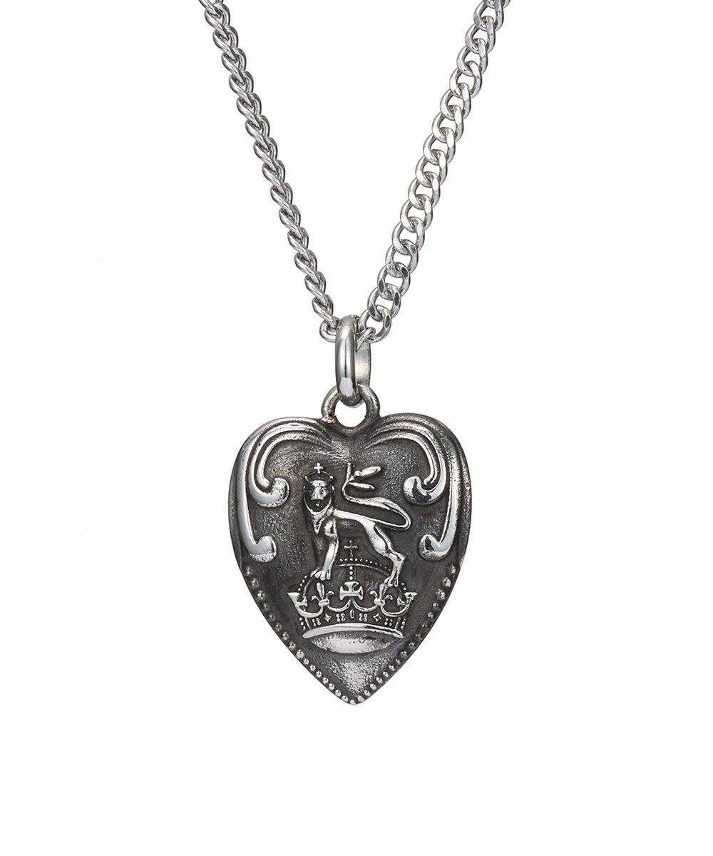 [型番:03NE080ASV]【金属アレルギー対応 / サージカルステンレス製】着けたまま海や温泉OK！ヴィンテージ感ある仕上がりが特徴のハートモチーフネックレス【“LH-1”パフィーハートネックレス】●ミリタリーカルチャーにフィーチャーし...