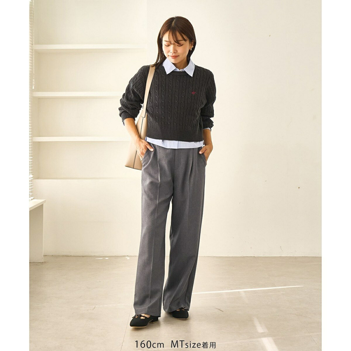 【WEB限定・丈長め】レディハンサムシリーズ ウールライクウエストタックセミワイドパンツ／ロペピクニック（ROPE' PICNIC） 0101marui-12950216 丸井(マルイ)楽天市場店 サンプル画像2