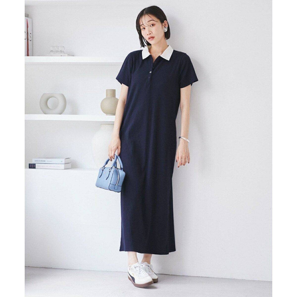 ポロ衿ランダムリブワンピース／ビス（VIS）