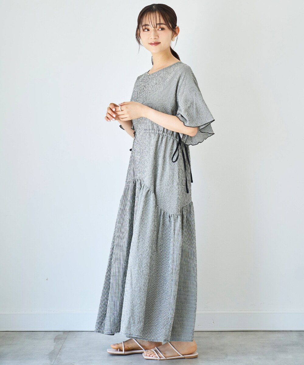 【mil (ミル)】フレアスリーブ ドロスト ワンピース ／ミル（mil）のサムネイル