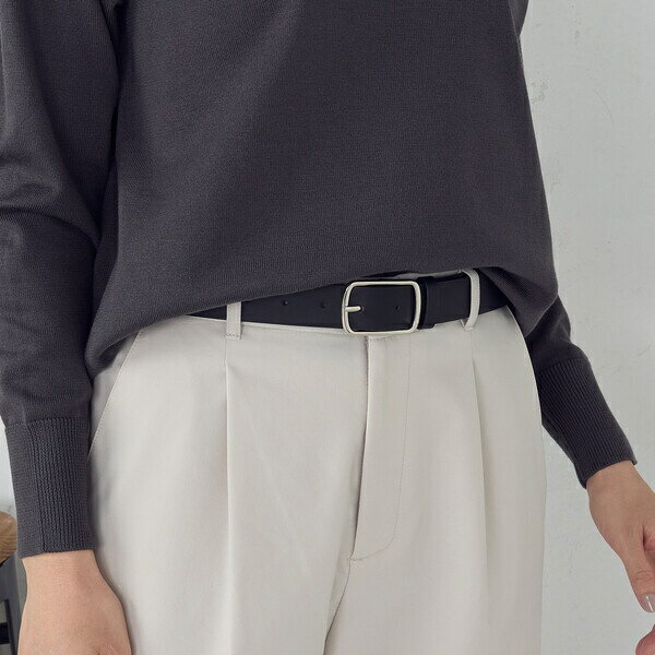 フェイクレザー スクエアバックルベルト（3.0cm幅）／コムサイズム（COMME CA ISM）